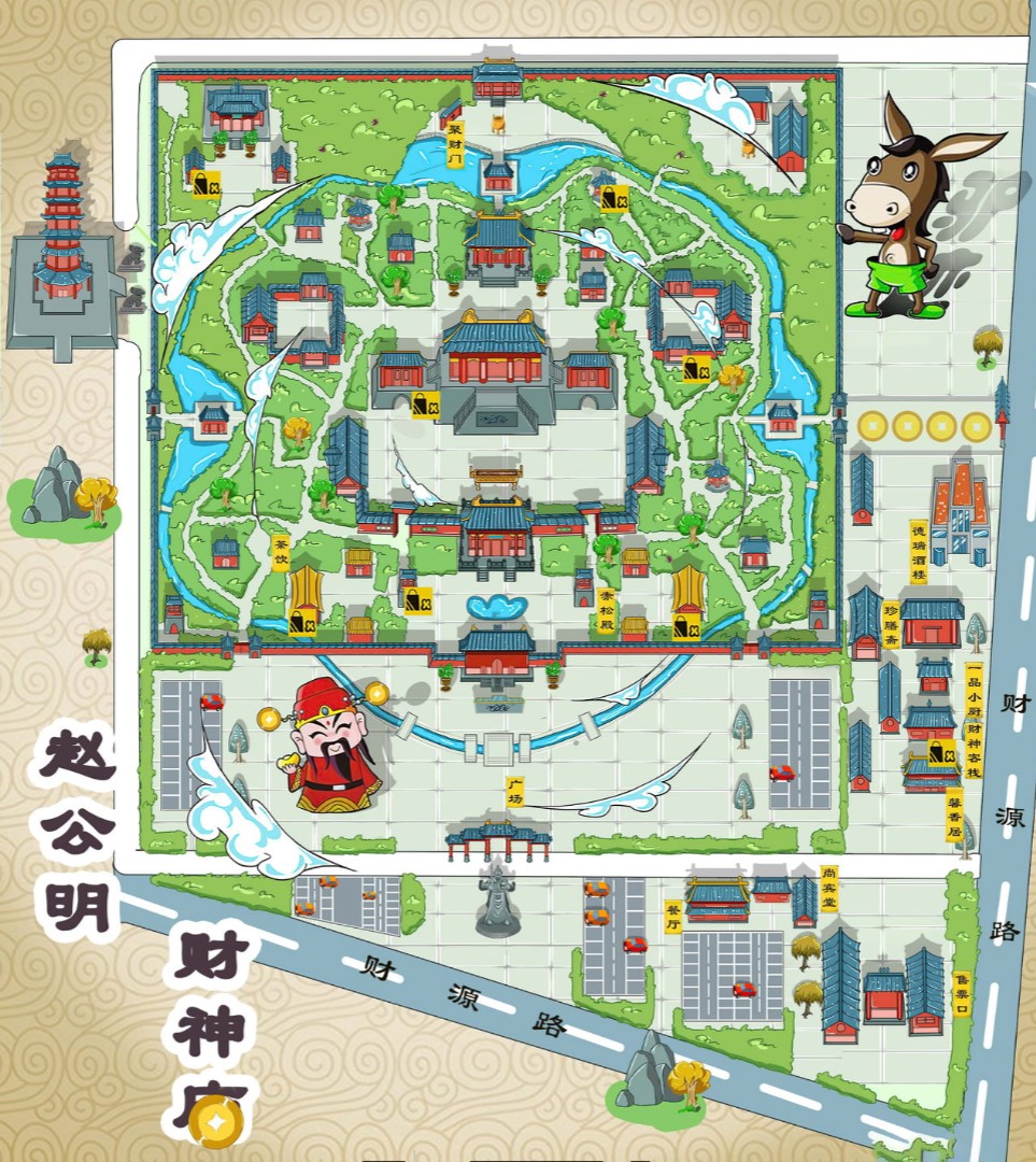 信阳寺庙类手绘地图